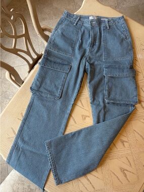 Railroad Striped Jeans / Straight Leg / Cargo Jeans